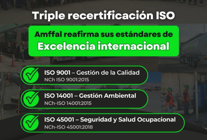 Triple recertificación ISO 9001, 14001 y 45001 de Amffal